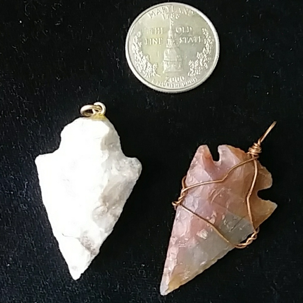 Genuine Arrowheads art deco necklace pendant